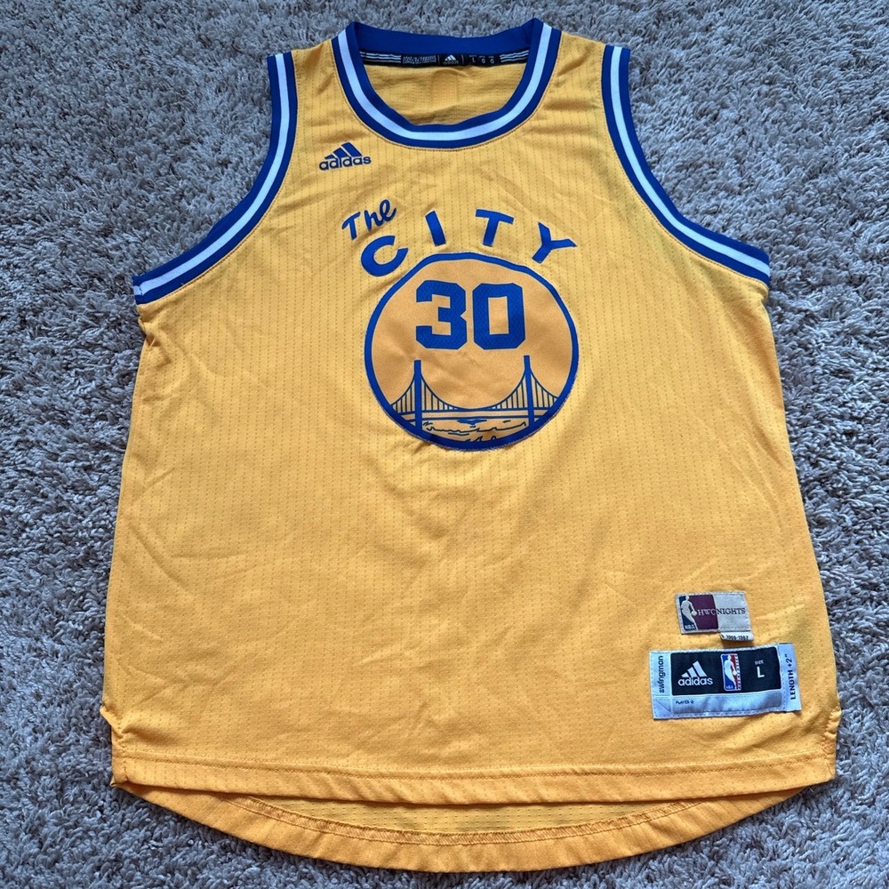 Adidas Stephen Curry Golden State Warriors The City HWC Jersey Kids L 14-16